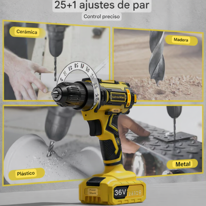 Taladro Ultra-max Multifuncional + Kit de trabajo profesional ( 2 baterías )