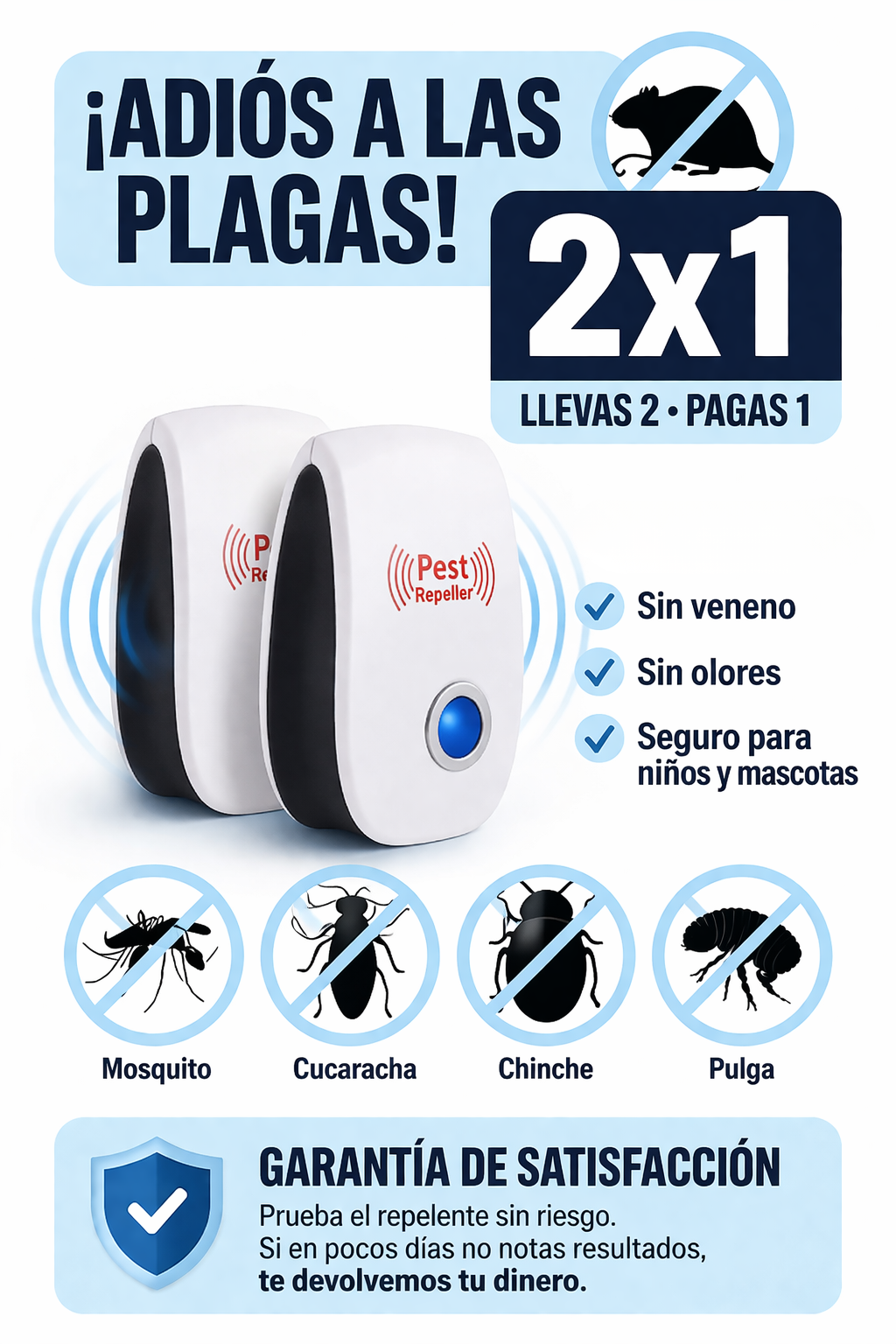 Pet Reject - Elimina Plagas Ultrasónico de alto espectro